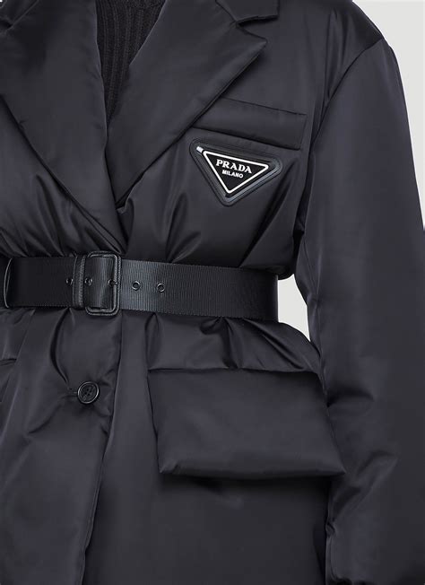 prada black jacket with belt|Prada nylon jacket men.